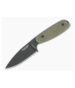 Bradford Guardian3.5 Full Height Flat Grind Black DLC Vanadis 4E 3D OD Green Micarta Fixed Blade - BK-35FH-102B-V4E 1