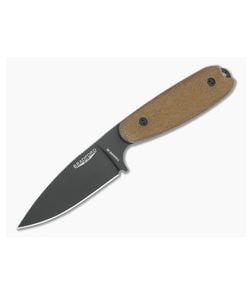 Bradford Guardian3.5 Full Height Flat Grind Black DLC Vanadis 4E 3D Natural Micarta Fixed Blade - BK-35FH-104B-V4E 1