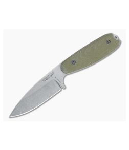 Bradford Guardian3.5 Sabre Grind Stonewashed Vanadis 4E 3D OD Green Micarta Fixed Blade - BK-35S-102-V4E 1