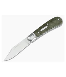 Hiroaki Ohta #124 Mini Clip Point Green Micarta Slip Joint Folder - CU-3627 1