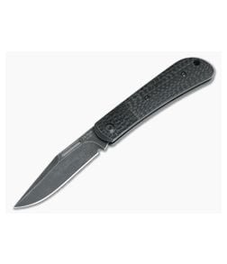 JE Made Slipjoint Black Stonewash S35VN Black Jigged Bolster Carbon Fiber - CU-3633 1