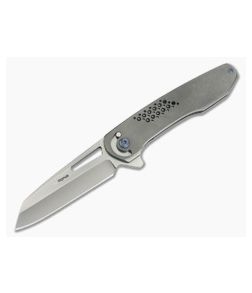 Seamus Knives Custom MC Frame Lock Flipper Multi Hole Pattern Tumbled Titanium S30V - CU-3716 1