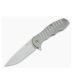 CJ Smith Custom F5 Titanium Frame Lock Flipper Bronze Hardware Tumbled CPM-154 - CU-3718 1