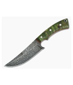 Olamic Cutlery Nero Green Karelian Birch HCVD Damascus Persian - CU-3730 1