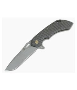 Olamic Cutlery Wayfarer 247T Flame Anodized Tanto Stonewashed M390 Flipper - CU-3738 1