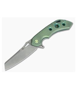 Olamic Cutlery Wayfarer 247S Kinetic Rainforest Green 3-Hole Sheepscliffe Stonewash M390 Flipper - CU-3740 1