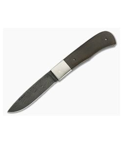 Chuck Hawes Custom Green Canvas Micarta Remington Burl Pattern Damascus Blade - CU-3757 1