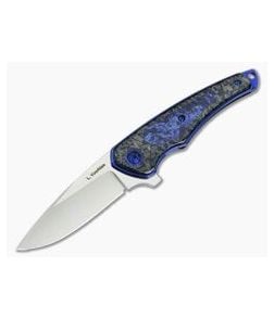 Les Voorhies Simplex Flipper Shred Carbon Fiber Blue Kirinite CPM S35VN - CU-3773 1