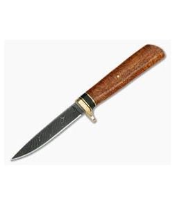 Burr Oak Custom Bird & Trout Bold Twist Damascus Ebony & Afzelia Burl - CU-3885 1