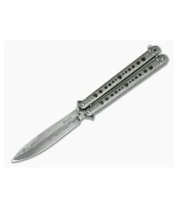 Craig Camerer Skeleton Balisong Tumbled Titanium W2 Spear Point with Hamon - CU-3915 1