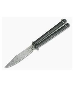 Craig Camerer Custom Balisong Clip Point Damascus Green Glow Carbon Fiber - CU-3927 1