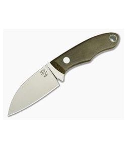 Tom Krein Custom Micro Chef Green Canvas Micarta Satin D2 EDC Fixed Blade - CU-3934 1