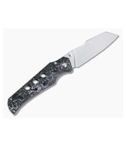 Jason Guthrie Custom Scout Left Hand Silver Shred Carbon Fiber Titanium Frame Lock Satin M390 Wharncliffe - CU-3946 1