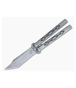 John Gray Custom Balisong 204P Tanto Bowie Carbon Fiber Inlaid Titanium - CU-3968 1