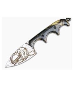 Alan Folts Custom Minimalist Spear Point Neck Knife Spartan Carved Beta Titanium Chocolate Custom Acrylic - CU-3974 1