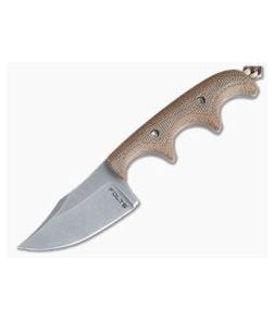 Alan Folts Custom Minimalist Bowie Neck Knife Tumbled CPM-154 Natural Micarta - CU-3977 1