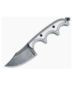 Alan Folts Custom Minimalist Bowie Neck Knife Black Washed CPM-154 Black & White G10 - CU-3981 1