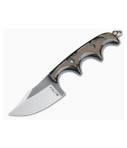 Alan Folts Custom Minimalist Bowie Neck Knife Two-tone CPM-154 Brown Kirinite Acrylic - CU-3983 1