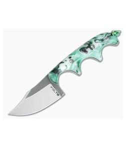 Alan Folts Custom Minimalist Bowie Neck Knife Two-tone CPM-154 Green Custom Acrylic - CU-3984 1