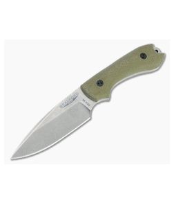 Bradford Guardian3 False Edge GPK Exclusive Stonewashed Rex 45 3D Green Micarta Fixed Blade - BK-3FE-102-REX45 1