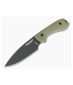 Bradford Guardian3 False Edge GPK Exclusive Black DLC Rex 45 3D Green Micarta Fixed Blade - BK-3FE-102B-REX45 1