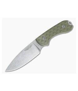 Bradford Knives Guardian3 Full Flat Grind OD Green G10 Stonewashed 3V Fixed Blade Knife - BK-3FH-002-3V 1