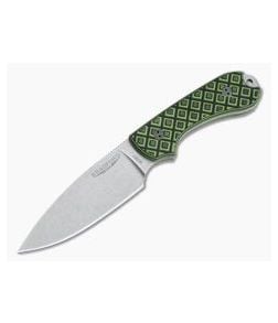 Bradford Knives Guardian3 Full Height Flat Stonewashed M390 Toxic Green/ Black G10 - BK-3FH-010 1