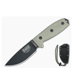 ESEE 3MIL Black Plain Blade Canvas Micarta Black Sheath with MOLLE Back - ESEE-3MIL-P-B 1