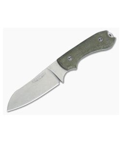 Bradford Knives Guardian3 Sheepsfoot 3D Green Micarta Stonewashed M390 - BK-3SF-102 1