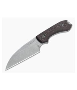 Bradford Knives Guardian3 Wharncliffe LTD 3D Chocolate/Red Richlite Stonewashed M390 Fixed Blade - BK-3W-114-M390 1