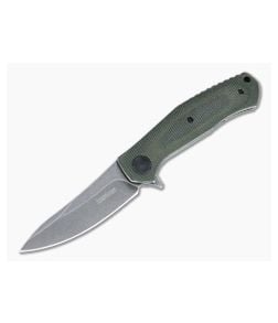 Kershaw Concierge Sinkevich BlackWash D2 Green Micarta KVT Liner Lock Flipper 4020MCG - KS-4020MCG 1