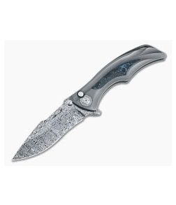 Brian Tighe Custom Tighe Down Damasteel Integral Titanium Blue FatCarbon Inlaid Flipper - CU-4023 1