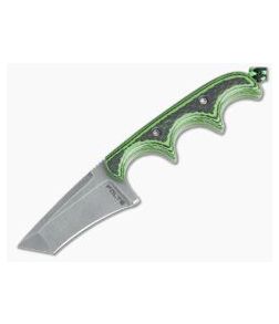 Alan Folts Custom Minimalist Tanto Neck Knife Tumbled CPM-154 Carbon Fiber & Green G10 Hybrid - CU-4029 1