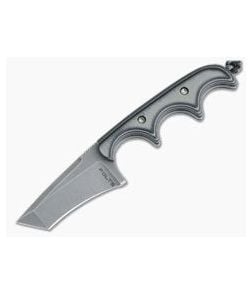 Alan Folts Custom Minimalist Tanto Neck Knife Tumbled CPM-154 Black & Gray G10 - CU-4030 1