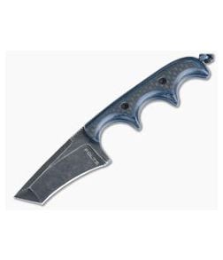 Alan Folts Custom Minimalist Tanto Neck Knife Black Washed CPM-154 Carbon Fiber & Blue G10 Hybrid - CU-4033 1