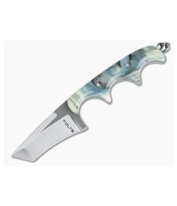 Alan Folts Custom Minimalist Tanto Neck Knife Polished Two-Tone CPM-154 Ocean Custom Acrylic - CU-4035 1