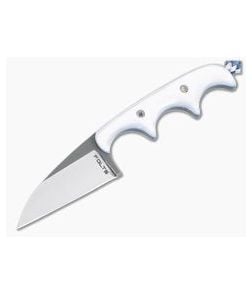 Alan Folts Custom Minimalist Wharncliffe Neck Knife White Pearl Kirinite Polished Two-Tone CPM154 - CU-4066 1