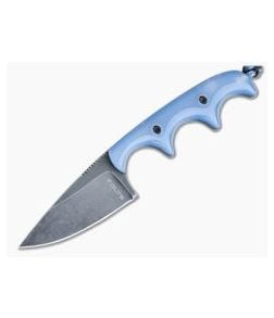 Alan Folts Custom Minimalist Drop Point Neck Knife Blue Glow Kirinite Black Washed CPM154 - CU-4073 1