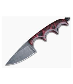 Alan Folts Custom Minimalist Drop Point Neck Knife Blood Red Kirinite Black Washed CPM154 - CU-4074 1