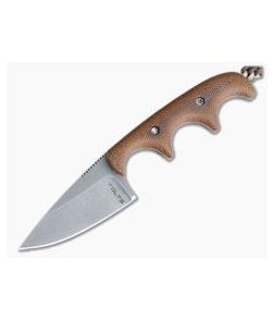 Alan Folts Custom Minimalist Drop Point Neck Knife Natural Micarta Tumbled CPM154 - CU-4076 1