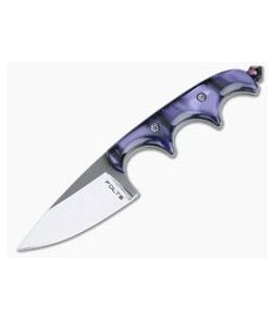 Alan Folts Custom Minimalist Drop Point Neck Knife Purple Pearl Kirinite Polished CPM154 - CU-4080 1