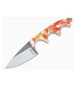 Alan Folts Custom Minimalist Drop Point Neck Knife Custom Orange Acrylic Polished CPM154 - CU-4082 1