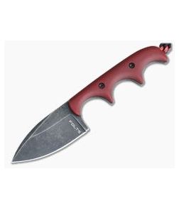 Alan Folts Custom Minimalist Spear Point Neck Knife Matte Red G10 Black Washed CPM154 - CU-4086 1