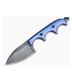 Alan Folts Custom Minimalist Spear Point Neck Knife Pearl Blue Kirinite Black Washed CPM154 - CU-4087 1