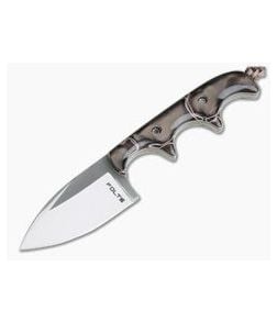 Alan Folts Custom Minimalist Spear Point Neck Knife Pearl Brown Kirinite Polished CPM154 - CU-4090 1