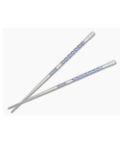 Steve Kelly TiSushi Sticks Satin w/ Blue Milling Titanium Chopsticks - CU-4105 1