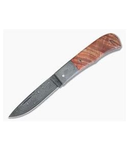 Chuck Hawes Custom Black Ash Burl Small Remington Burl Pattern Damascus Blade - CU-4107 1