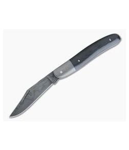 Chuck Hawes Custom Black Canvas Micarta Single Blade Stockman Burl Pattern Damascus Blade - CU-4110 1