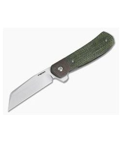 Enrique Pena Custom Wicked Swayback Flipper Titanium Bolster Green Micarta - CU-4130 1