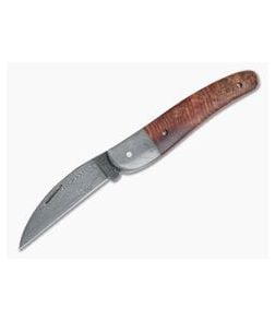 Chuck Hawes Custom Stabilized Black Ash Wharncliffe Whittler Burl Pattern Damascus Blade - CU-4164 1